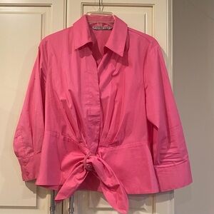 Larry Levine Pink Tie-Front Blouse